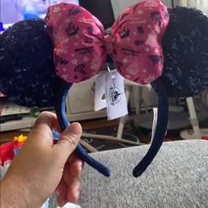 Sequin Minnie ears featuring splash mountain!